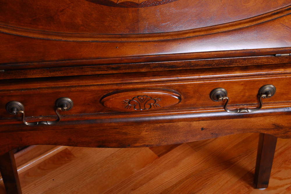 Queen Anne Style Cherry Inlaid Slant Front Desk By Webster Furniture