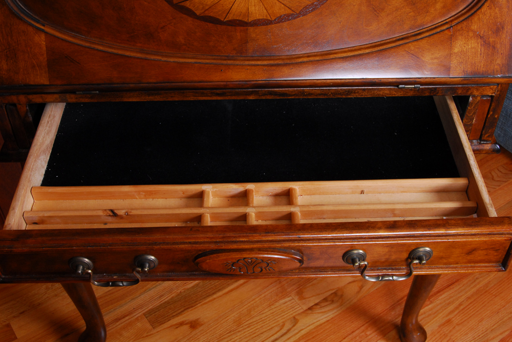 Queen Anne Style Cherry Inlaid Slant Front Desk By Webster Furniture