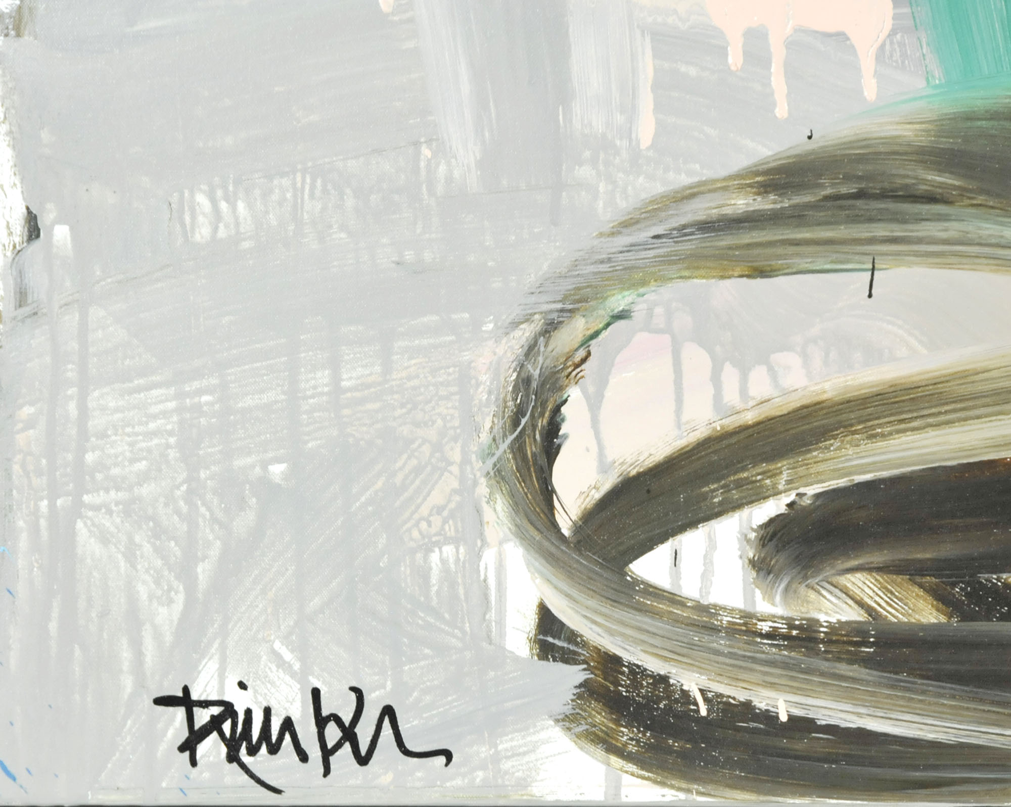 Robbie Kemper Original Acrylic on Canvas "Brown Loop Green"