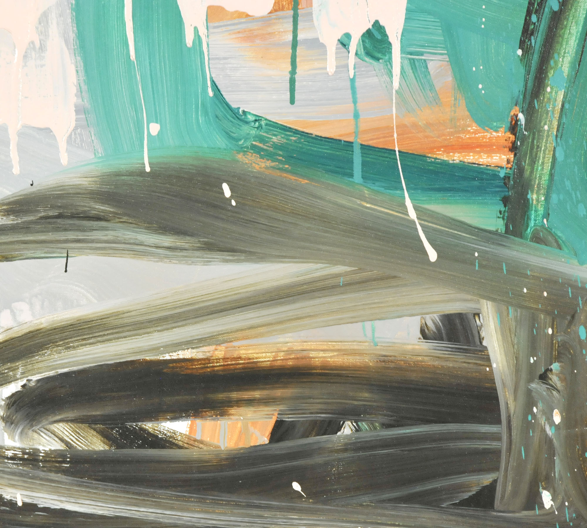 Robbie Kemper Original Acrylic on Canvas "Brown Loop Green"