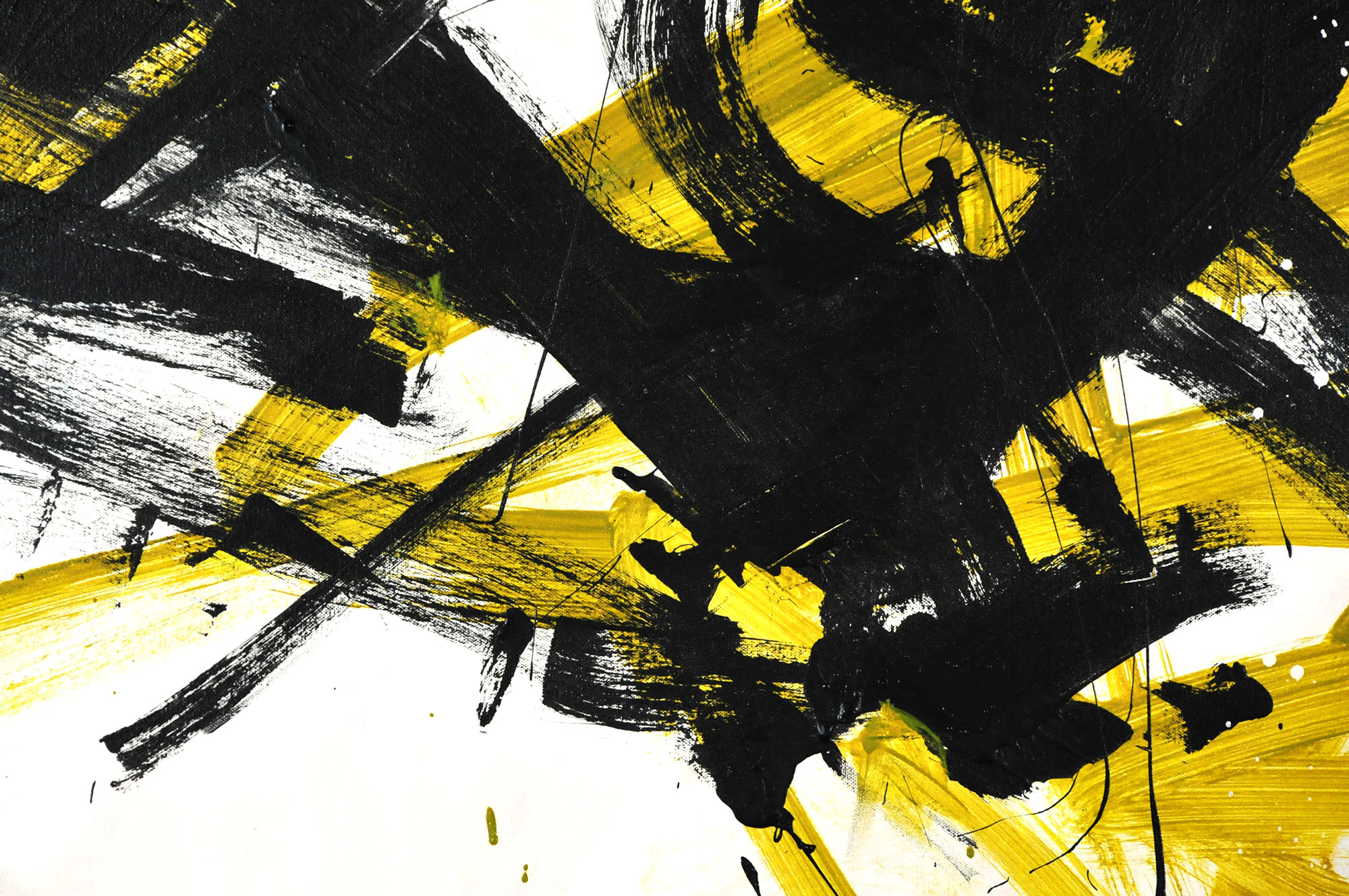 Robbie Kemper Original Acrylic on Canvas "Black Yellow Swirls"