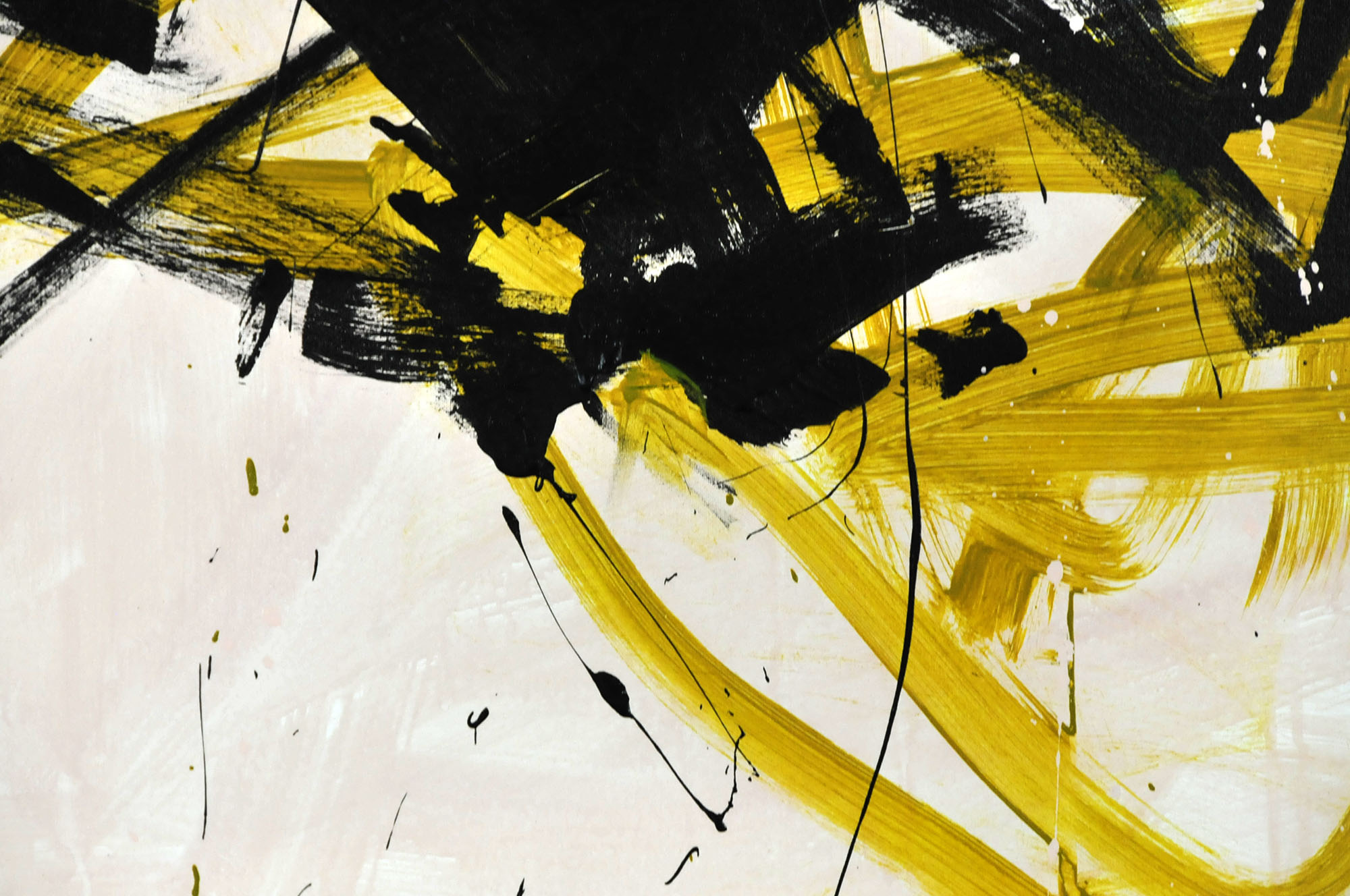 Robbie Kemper Original Acrylic on Canvas "Black Yellow Swirls"