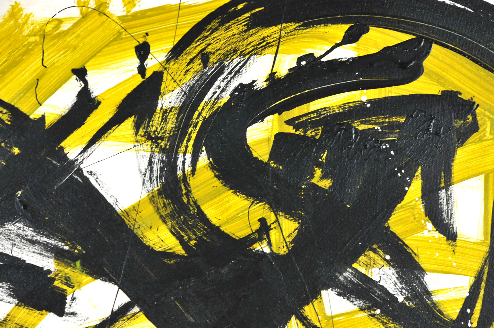 Robbie Kemper Original Acrylic on Canvas "Black Yellow Swirls"