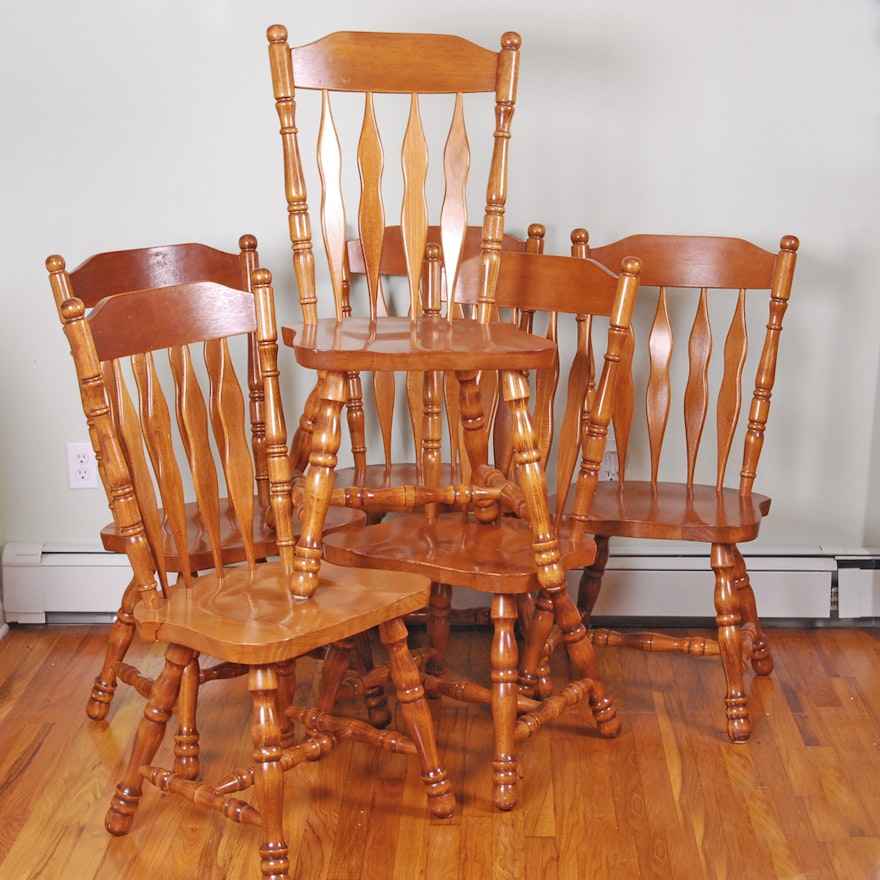 Six Lath Back Dining Chairs