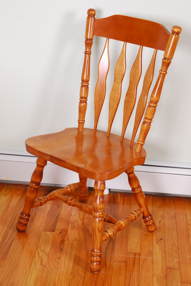 Six Lath Back Dining Chairs