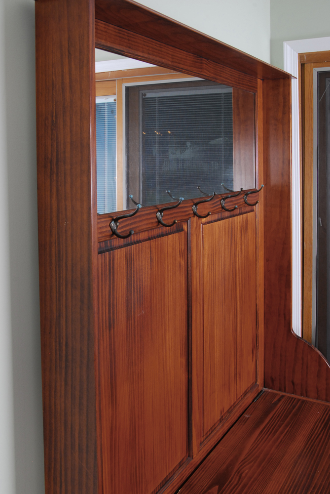 Mirrored Wooden Hall Tree With Storage Bench