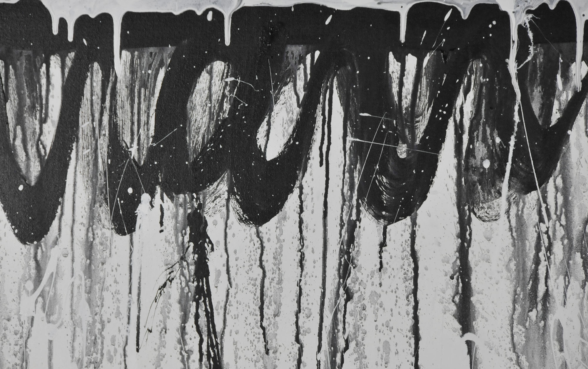 J. Popolin Original Acrylic on Canvas "Black Swirls on Edge"