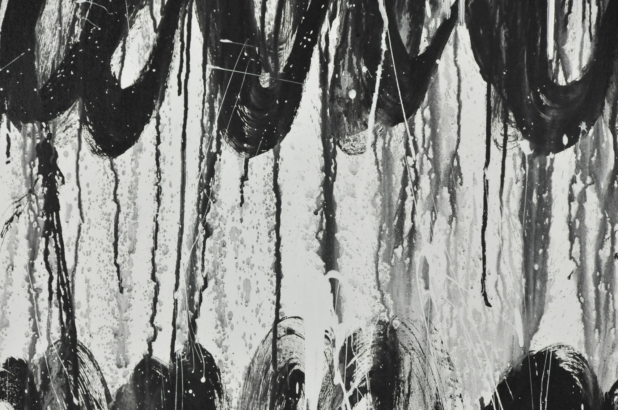 J. Popolin Original Acrylic on Canvas "Black Swirls on Edge"