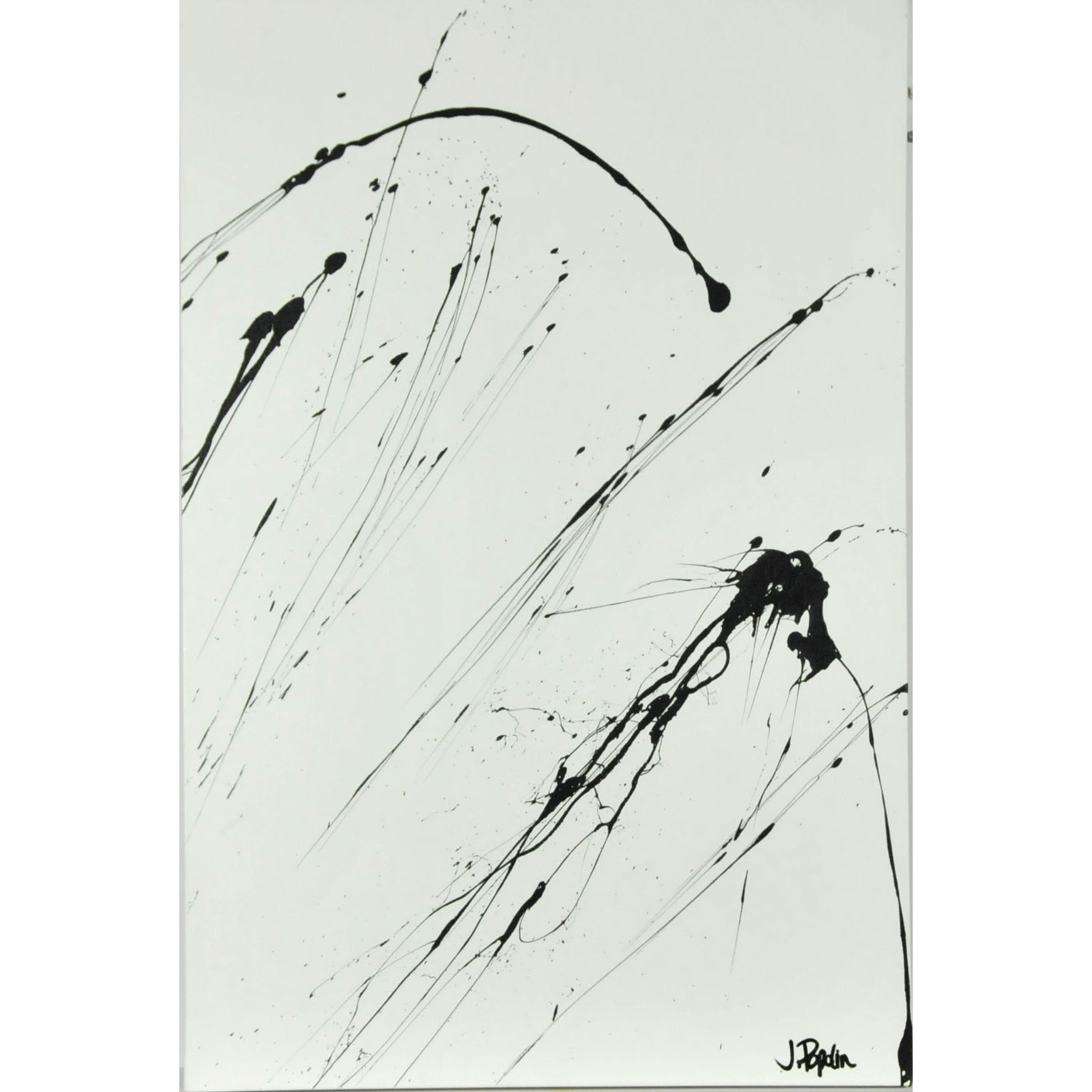 J. Popolin Original Acrylic on Canvas "Black Arch Drips"