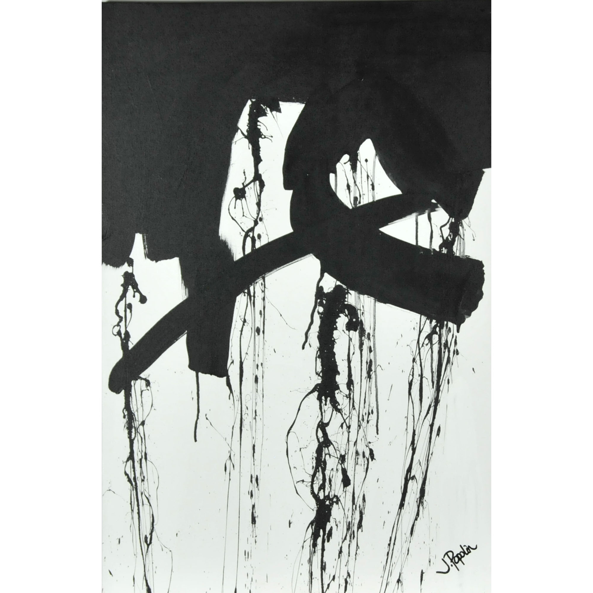 J. Popolin Original Acrylic on Canvas "Field of Black Rain"