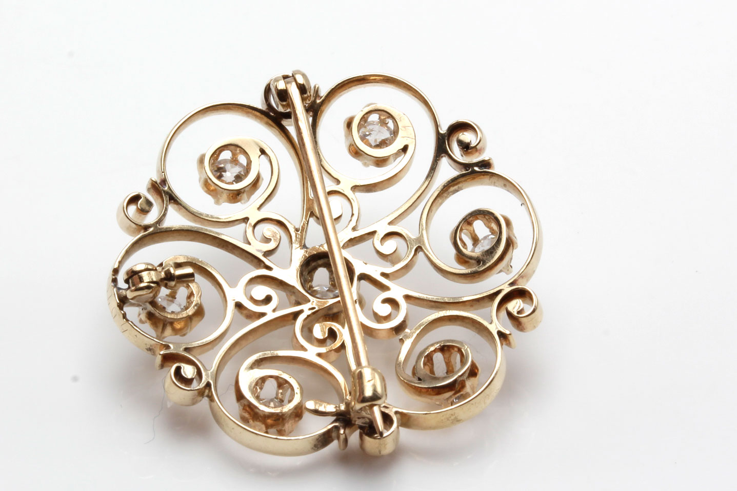 Victorian Revival 14K Yellow Gold 1.00 CTW Diamond Pinwheel Converter Brooch