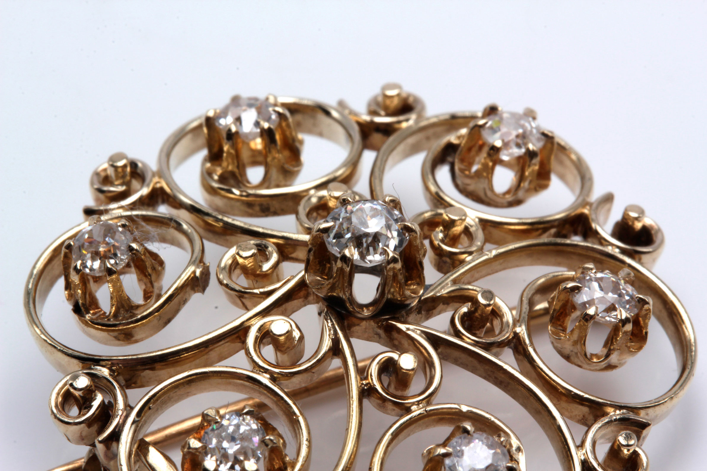 Victorian Revival 14K Yellow Gold 1.00 CTW Diamond Pinwheel Converter Brooch