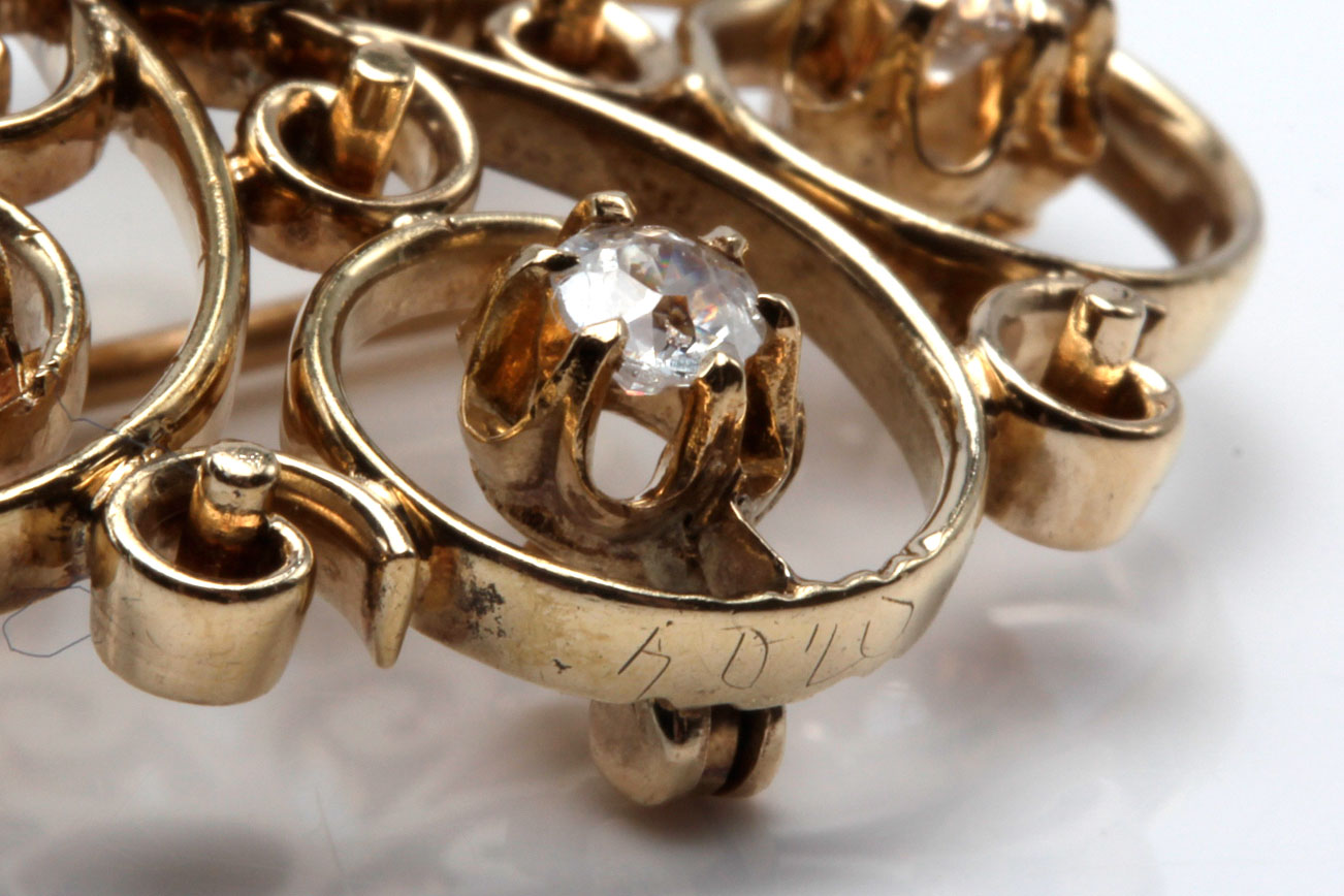 Victorian Revival 14K Yellow Gold 1.00 CTW Diamond Pinwheel Converter Brooch