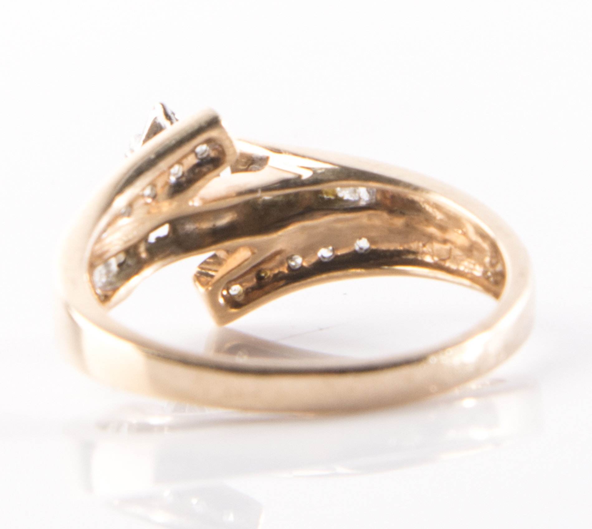 10K Yellow Gold and Diamond Bypass Ring