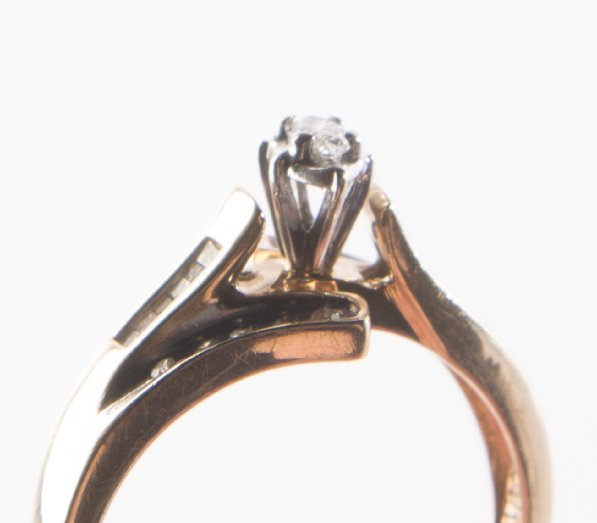 10K Yellow Gold and Diamond Bypass Ring