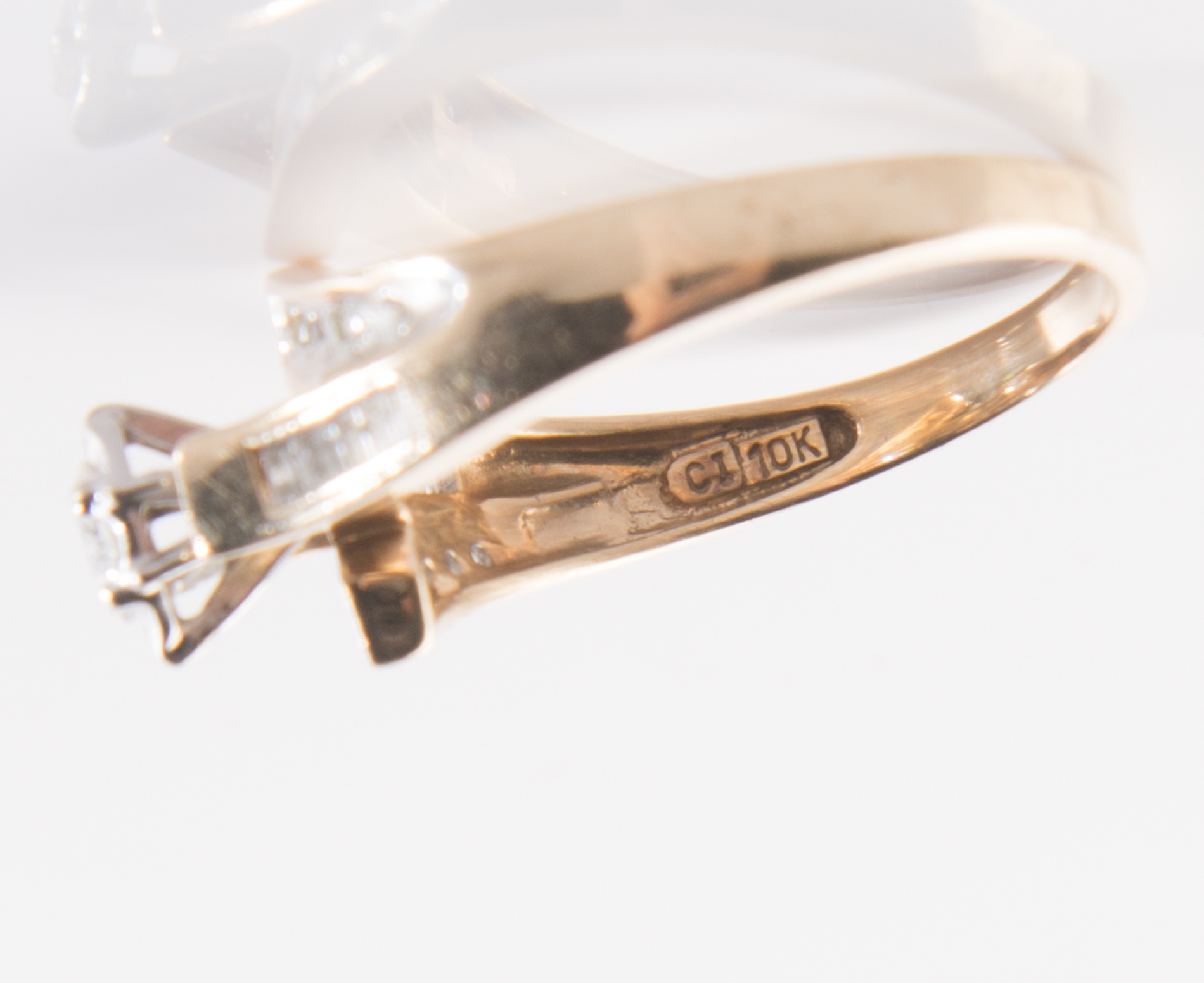 10K Yellow Gold and Diamond Bypass Ring