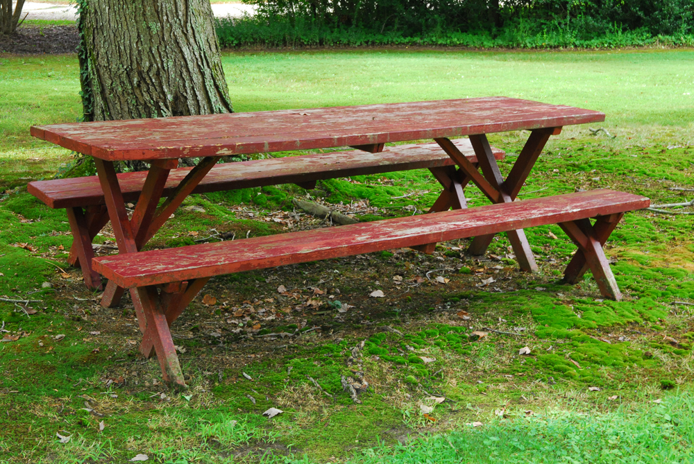 Wooden Picnic Table with Matching Benches