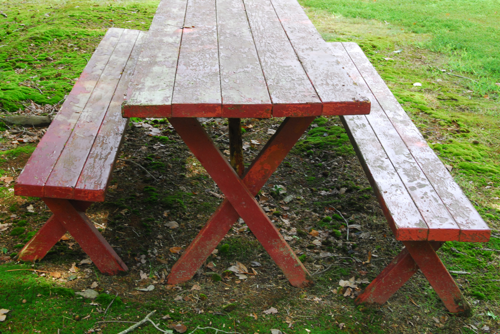 Wooden Picnic Table with Matching Benches