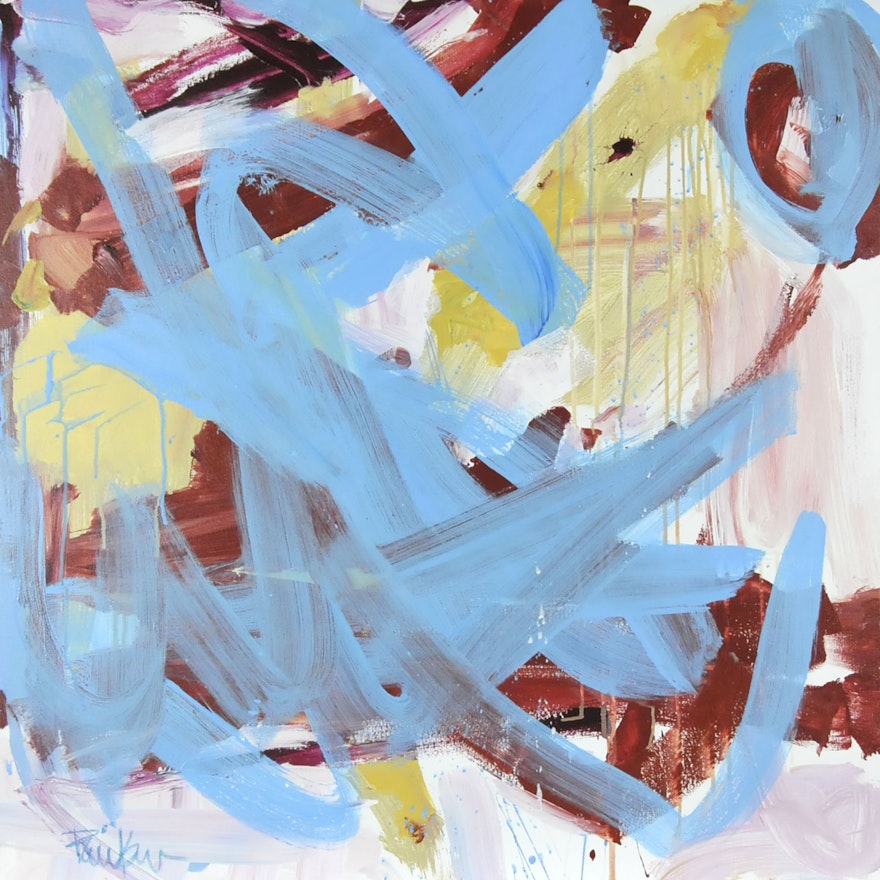 Robbie Kemper Original Acrylic on Canvas "Blues Swirl Over"