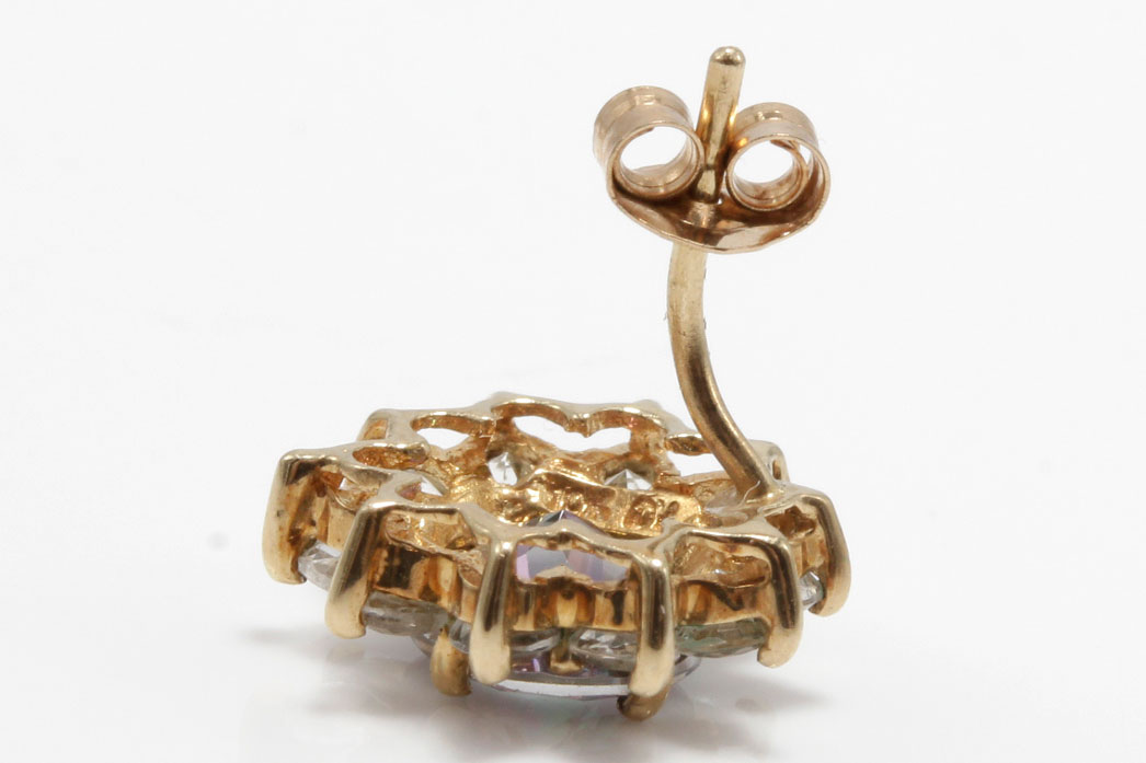 10K Yellow Gold Mystic Topaz and Rock Crystal Quartz Earrings