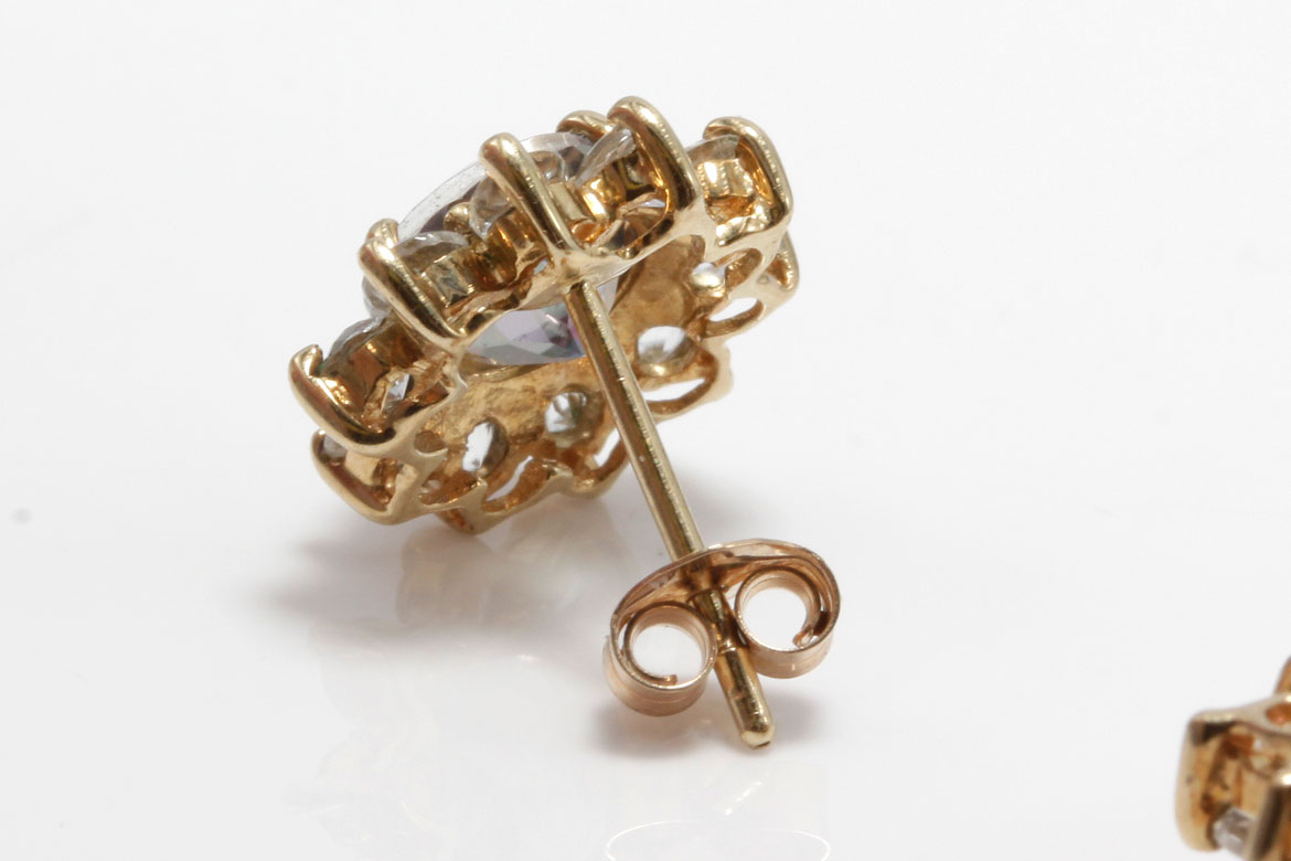 10K Yellow Gold Mystic Topaz and Rock Crystal Quartz Earrings