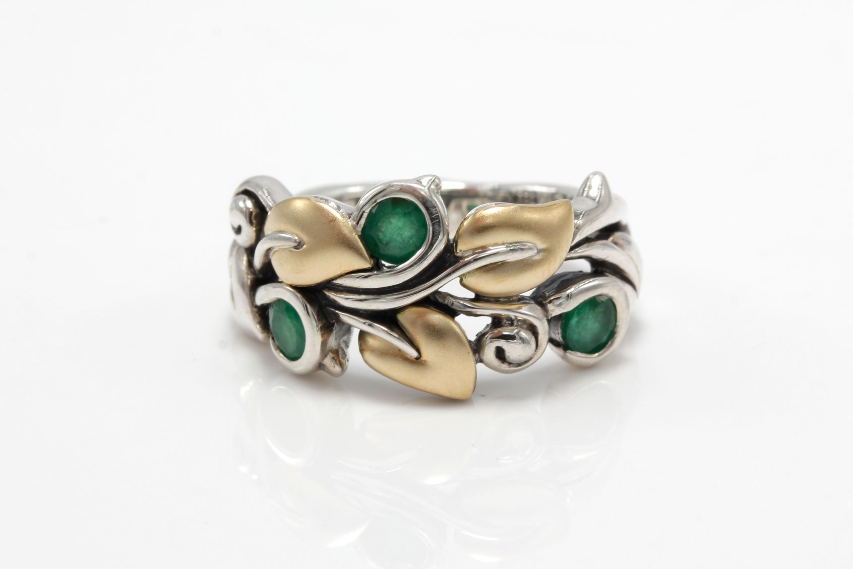 Barbara Bixby Sterling Silver 18K Gold Accented Emerald Ring