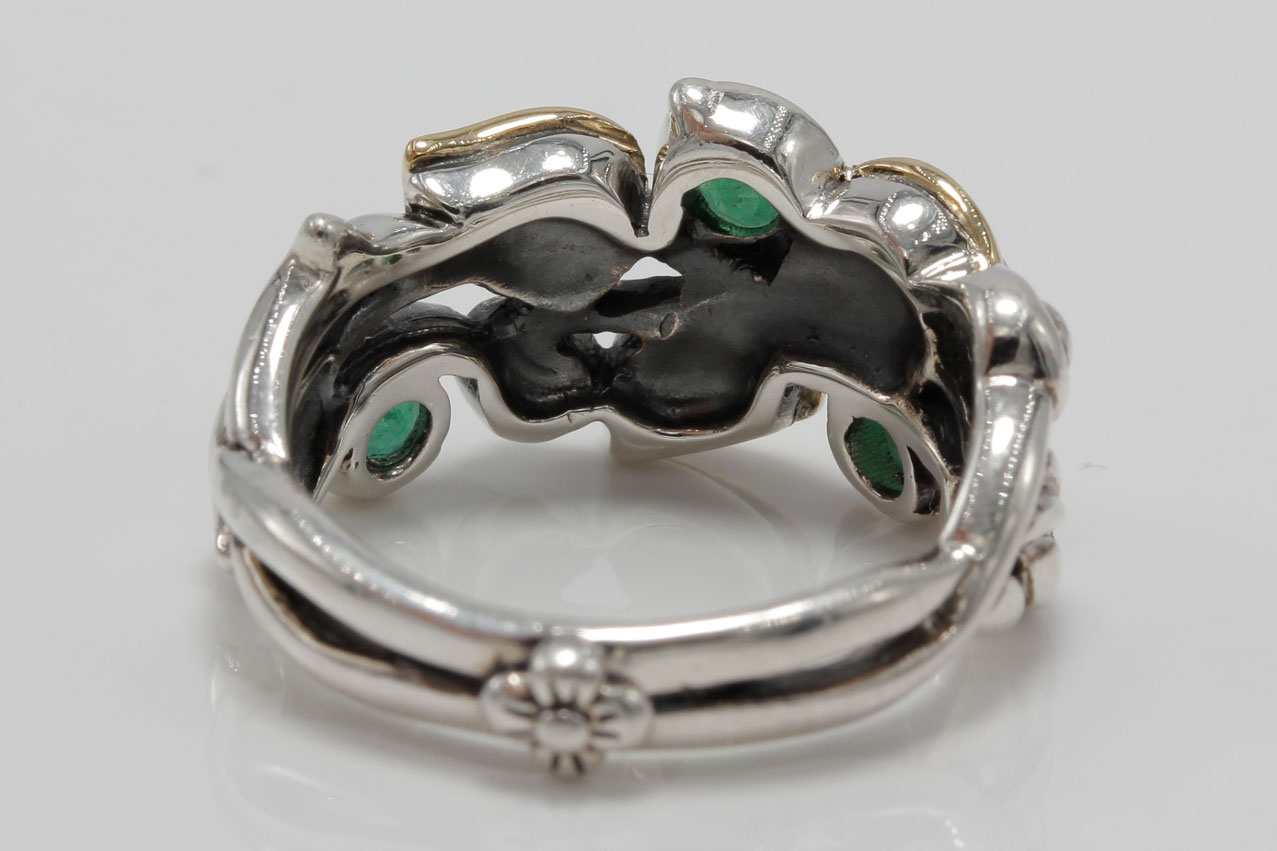 Barbara Bixby Sterling Silver 18K Gold Accented Emerald Ring