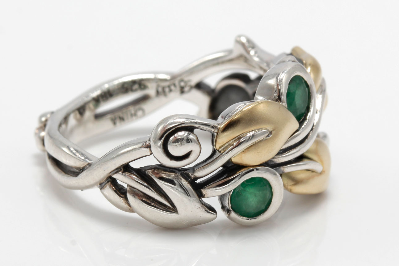 Barbara Bixby Sterling Silver 18K Gold Accented Emerald Ring