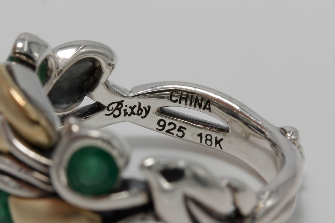 Barbara Bixby Sterling Silver 18K Gold Accented Emerald Ring