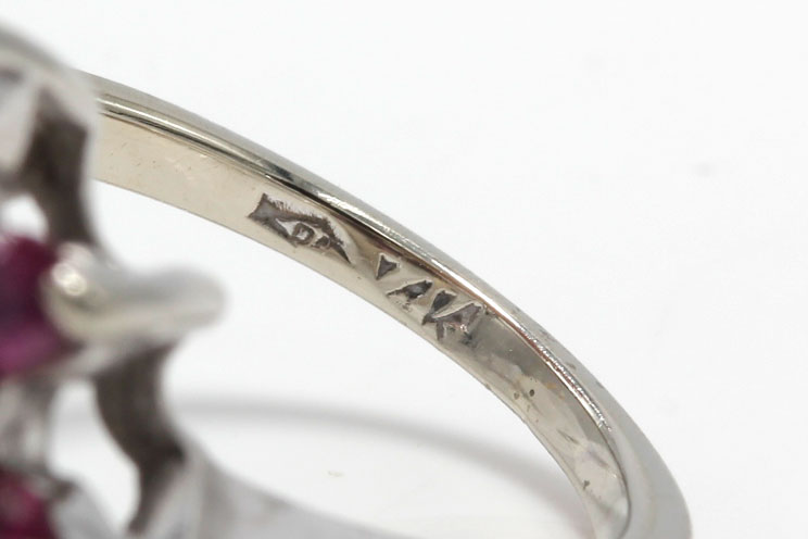 14K White Gold Diamond and 1.12 CTW Ruby Ring