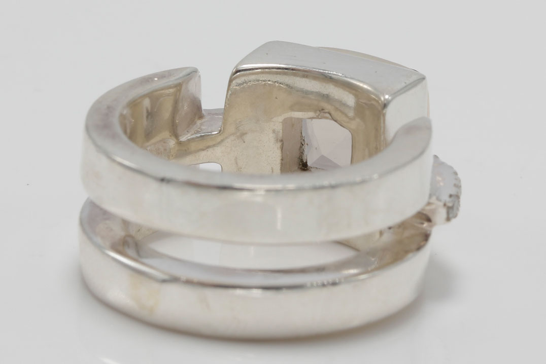 Michael Dawkins Sterling Silver 3.45 CTS Smoky Quartz and Diamond Ring