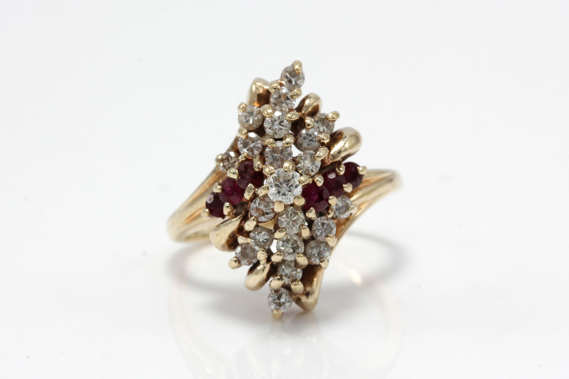 14K Yellow Gold Diamond and Ruby Ring