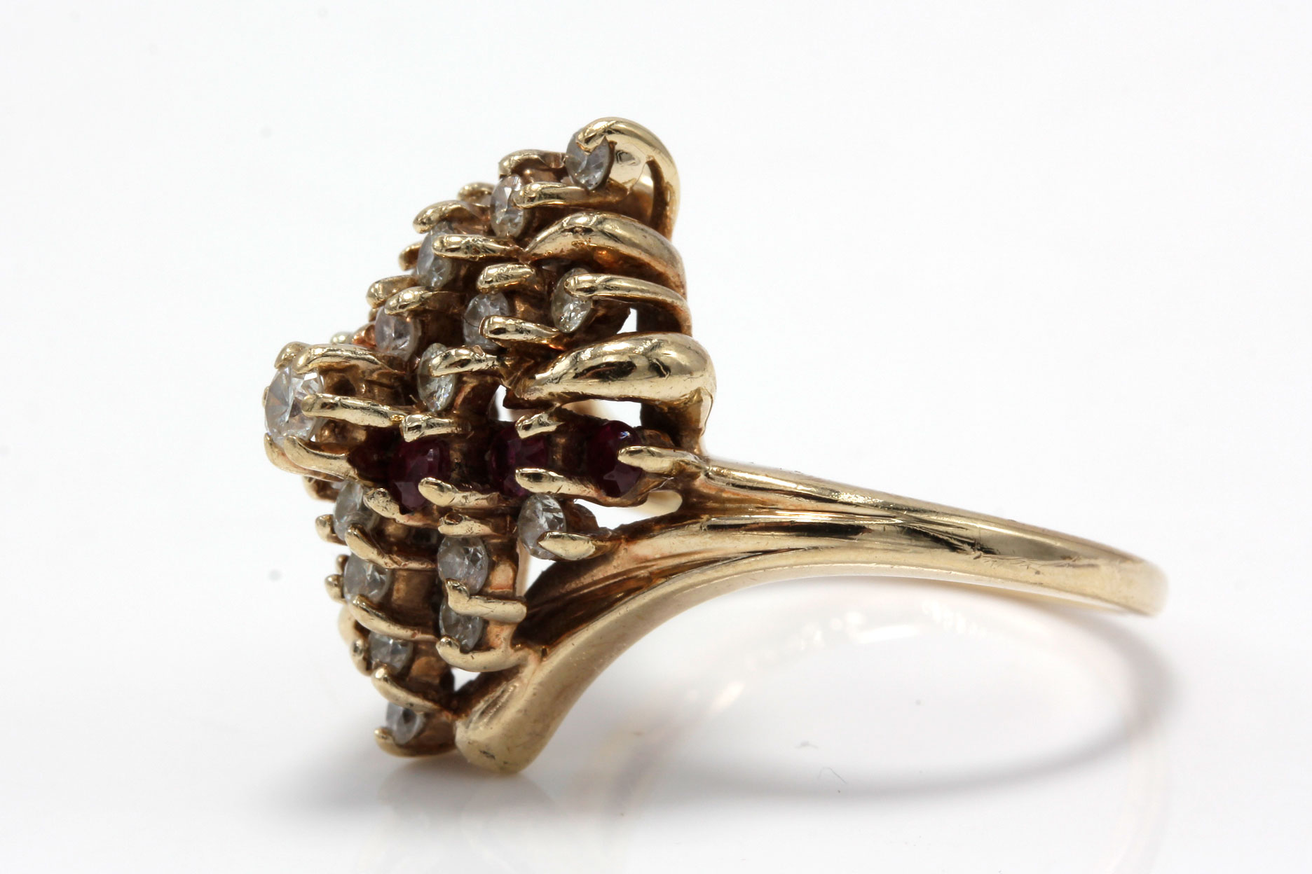 14K Yellow Gold Diamond and Ruby Ring