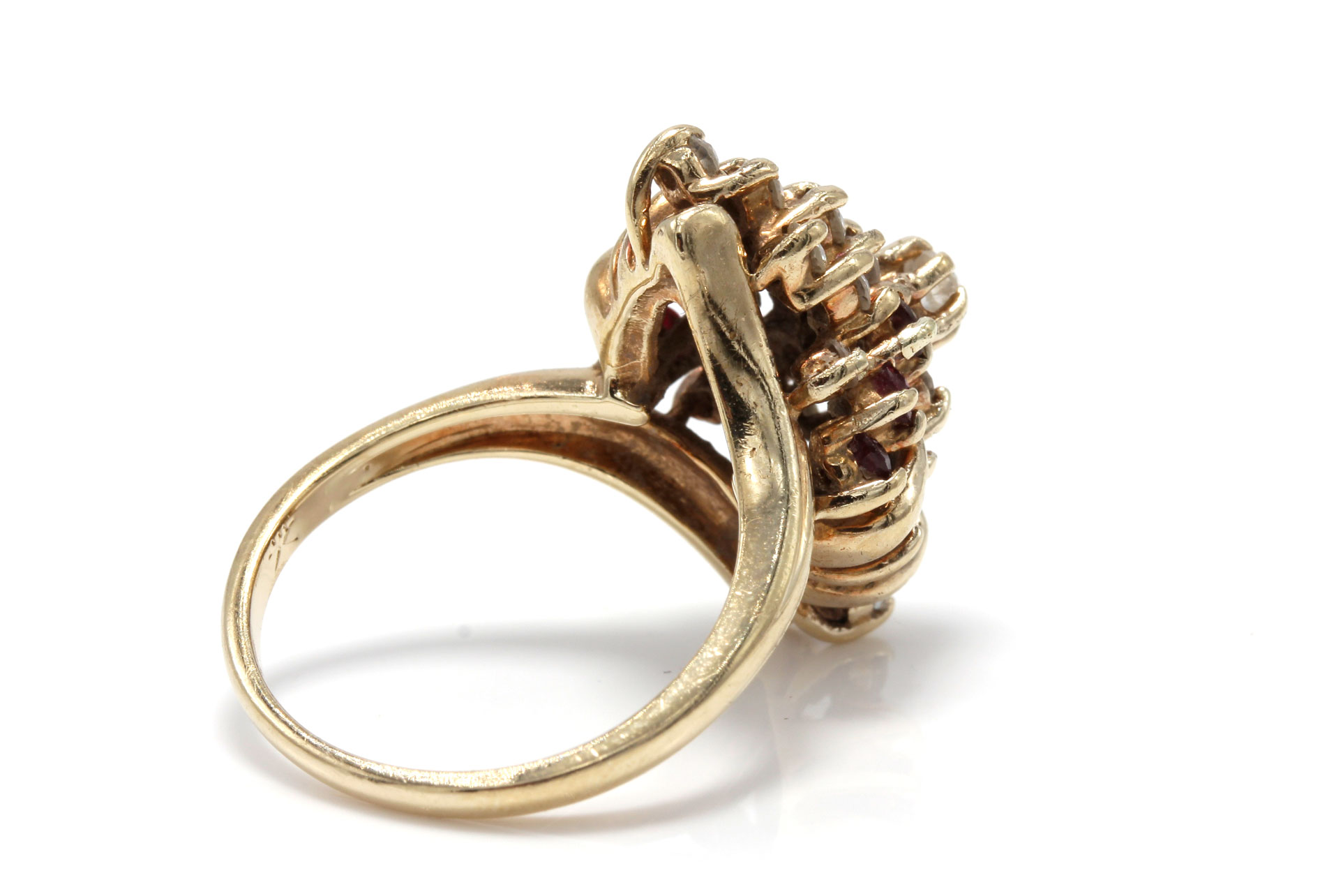 14K Yellow Gold Diamond and Ruby Ring