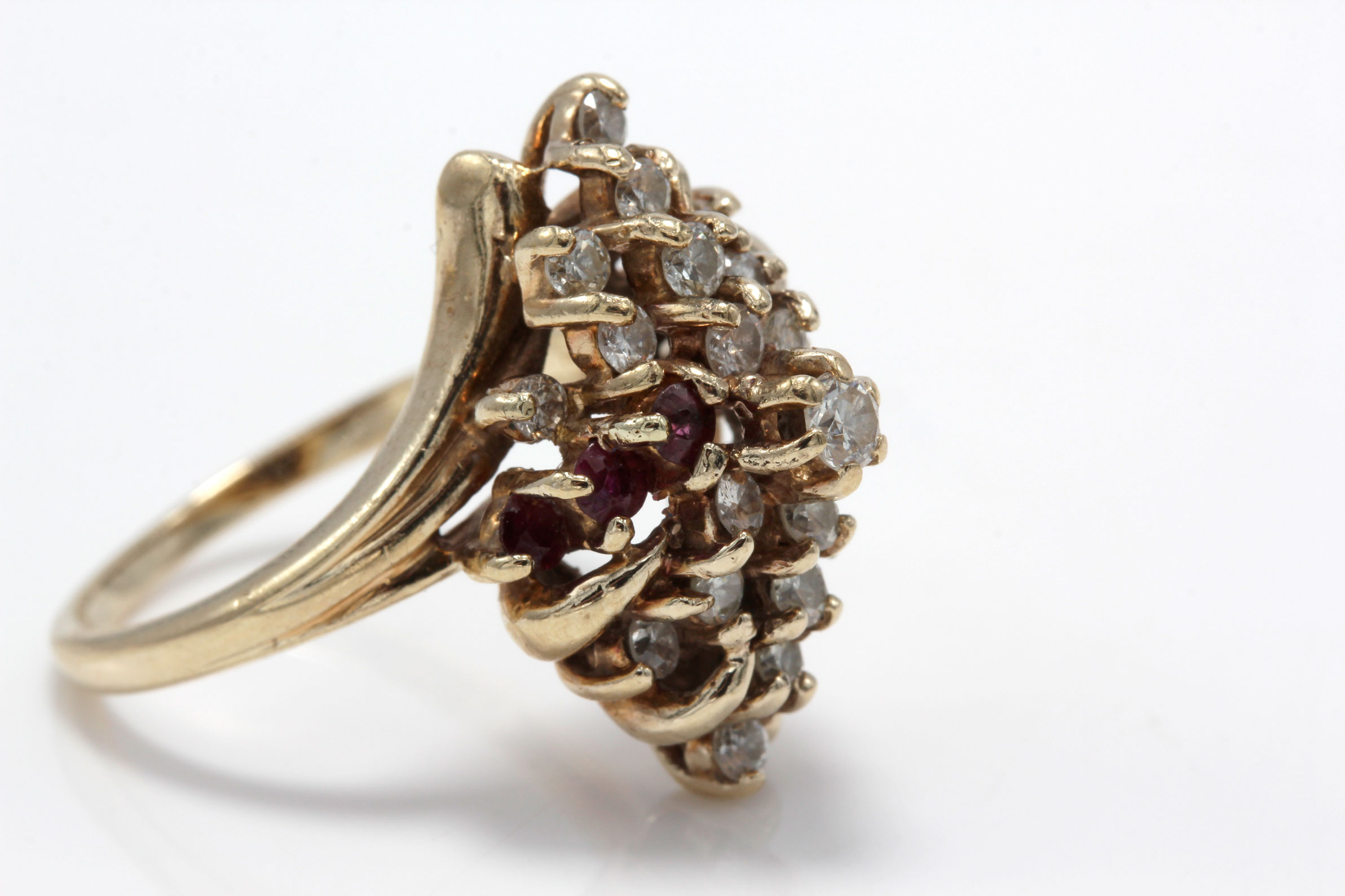 14K Yellow Gold Diamond and Ruby Ring