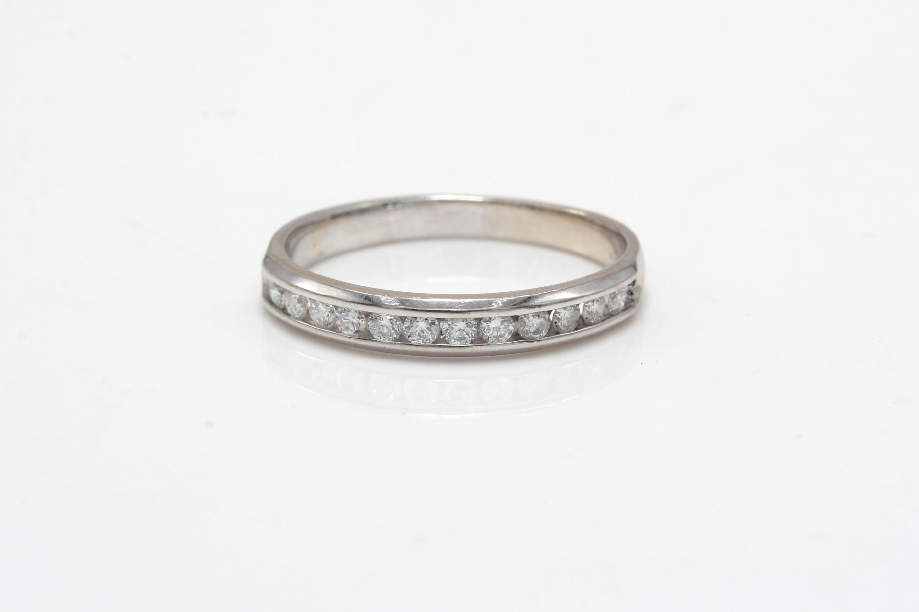14K White Gold Diamond Band