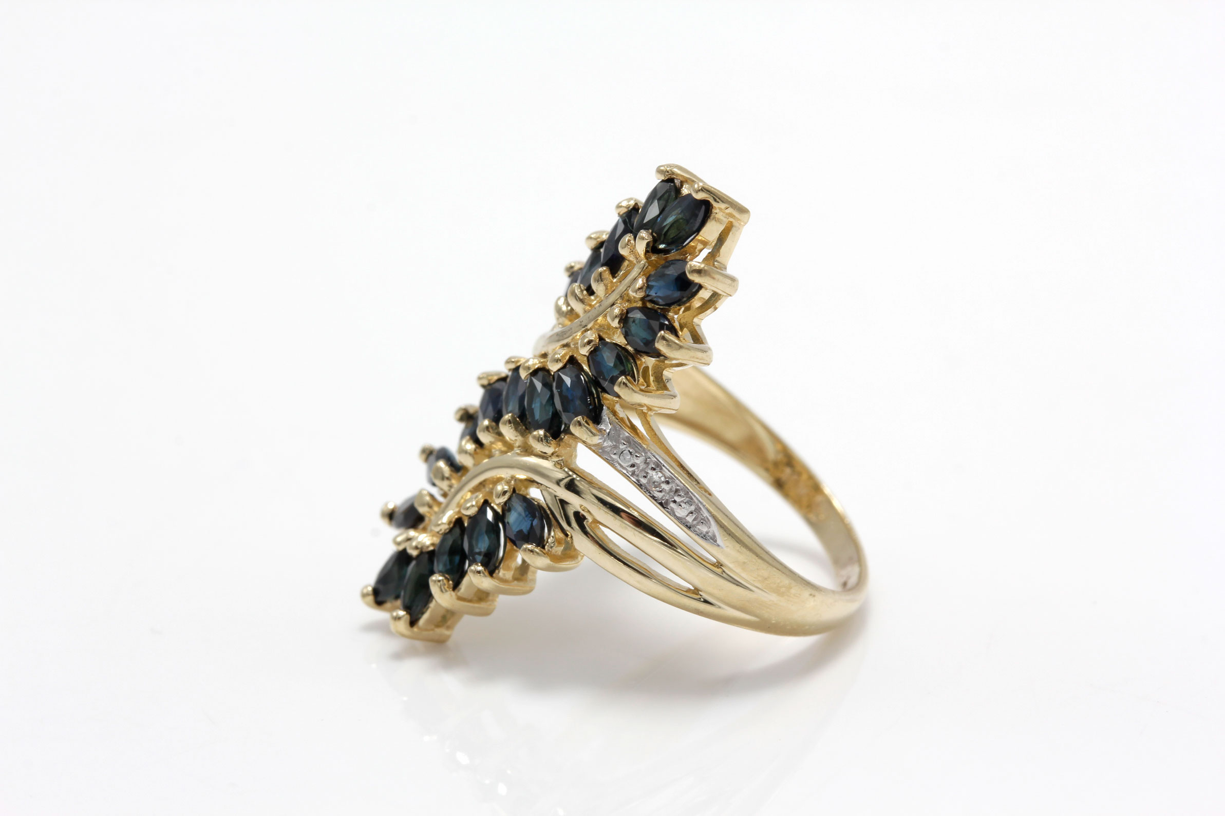 10K Yellow Gold 2.00 CTW Sapphire and Diamond Ring
