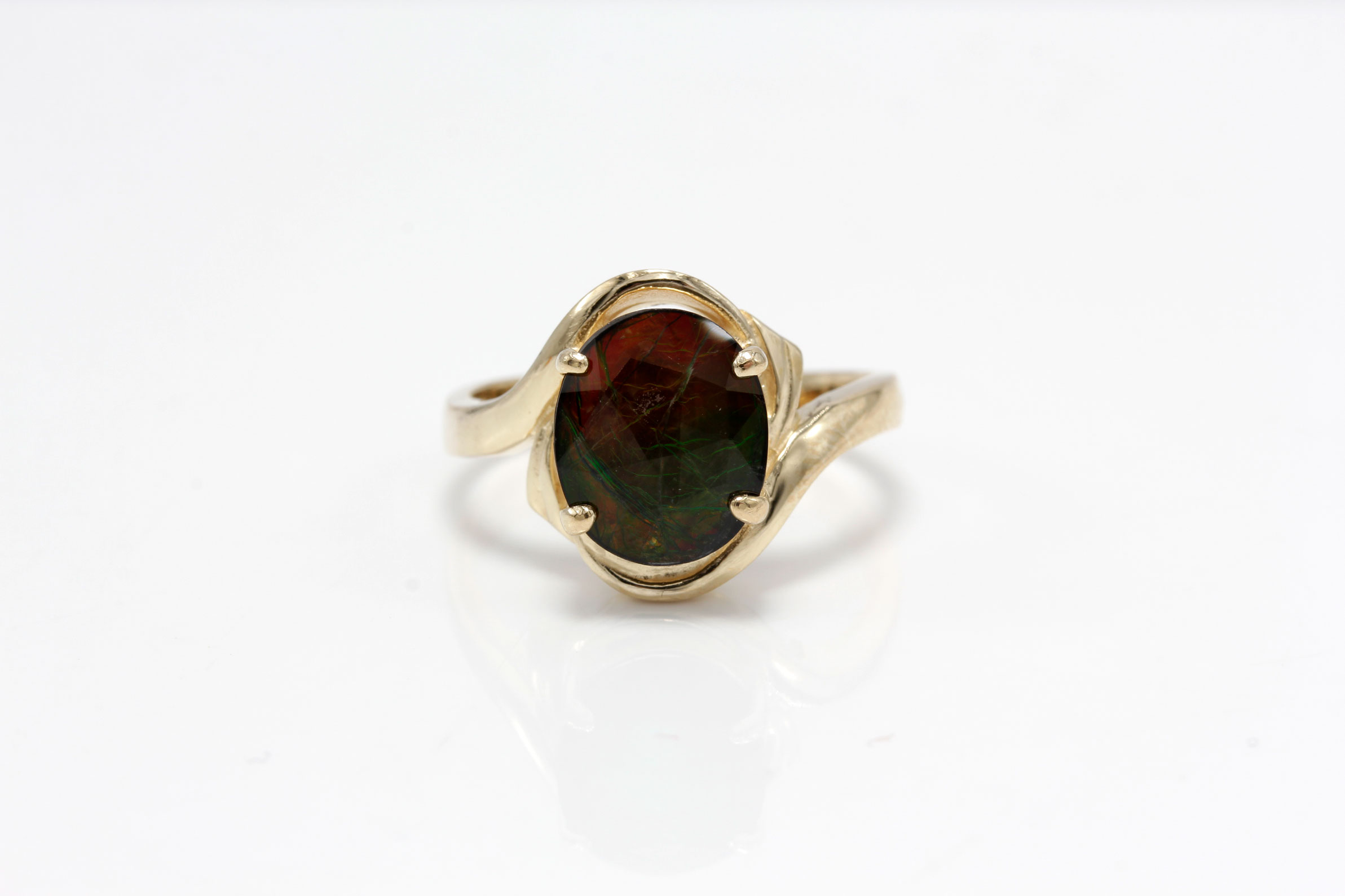 14K Yellow Gold Quartz Doublet Ring