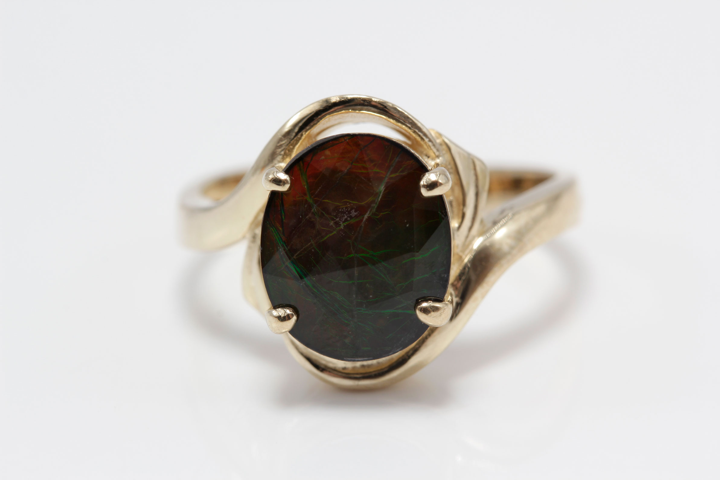 14K Yellow Gold Quartz Doublet Ring