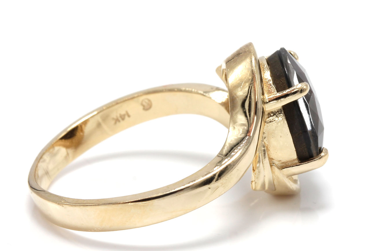 14K Yellow Gold Quartz Doublet Ring