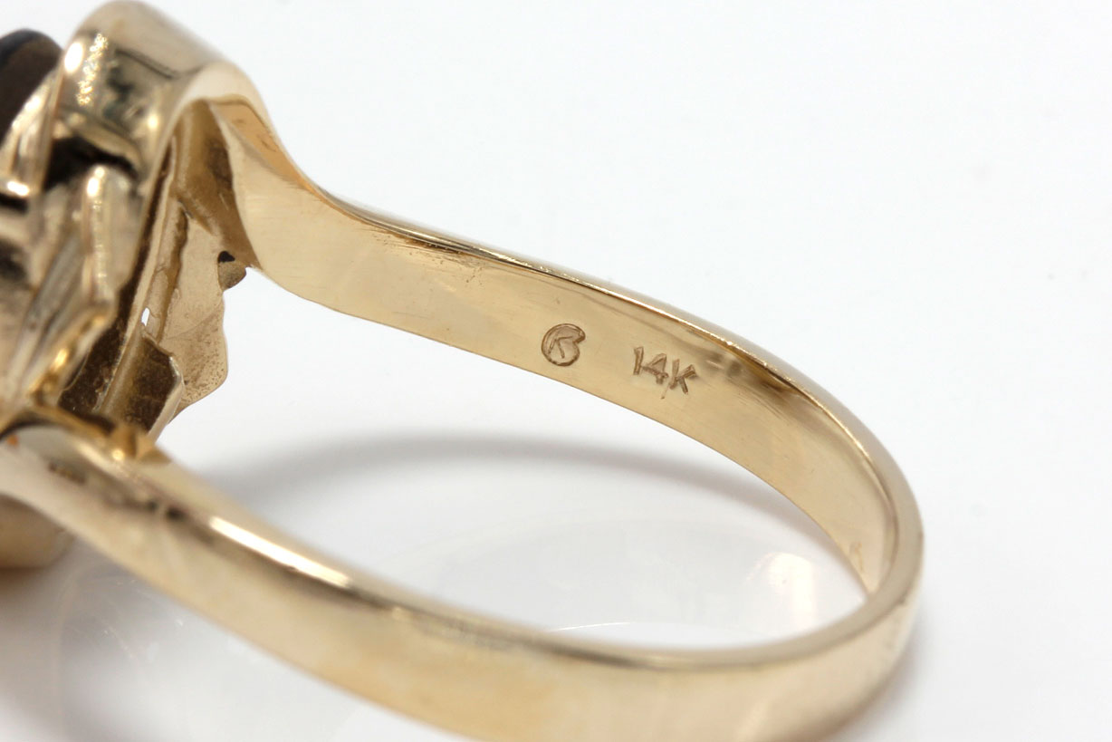 14K Yellow Gold Quartz Doublet Ring