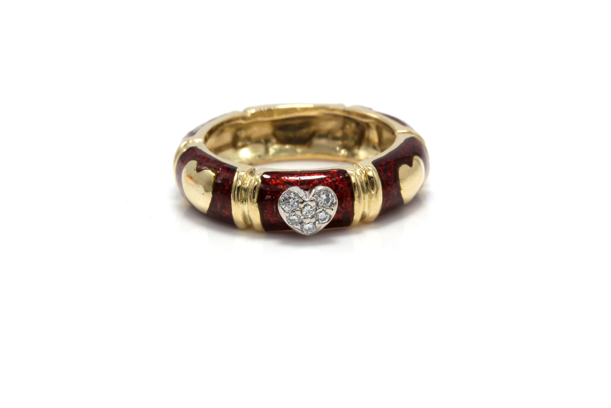 Hidalgo 18K Yellow Gold Diamond Heart Band