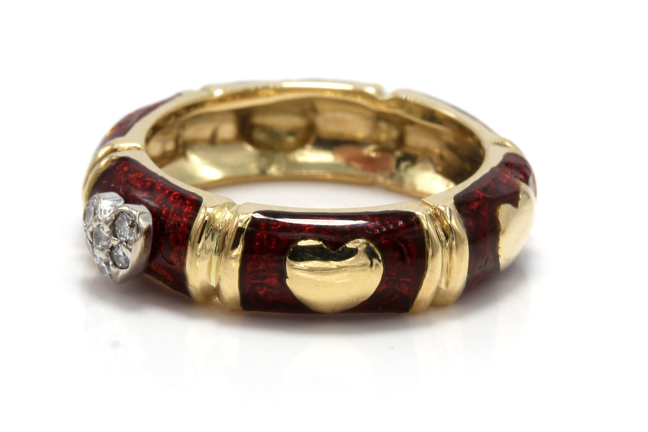 Hidalgo 18K Yellow Gold Diamond Heart Band