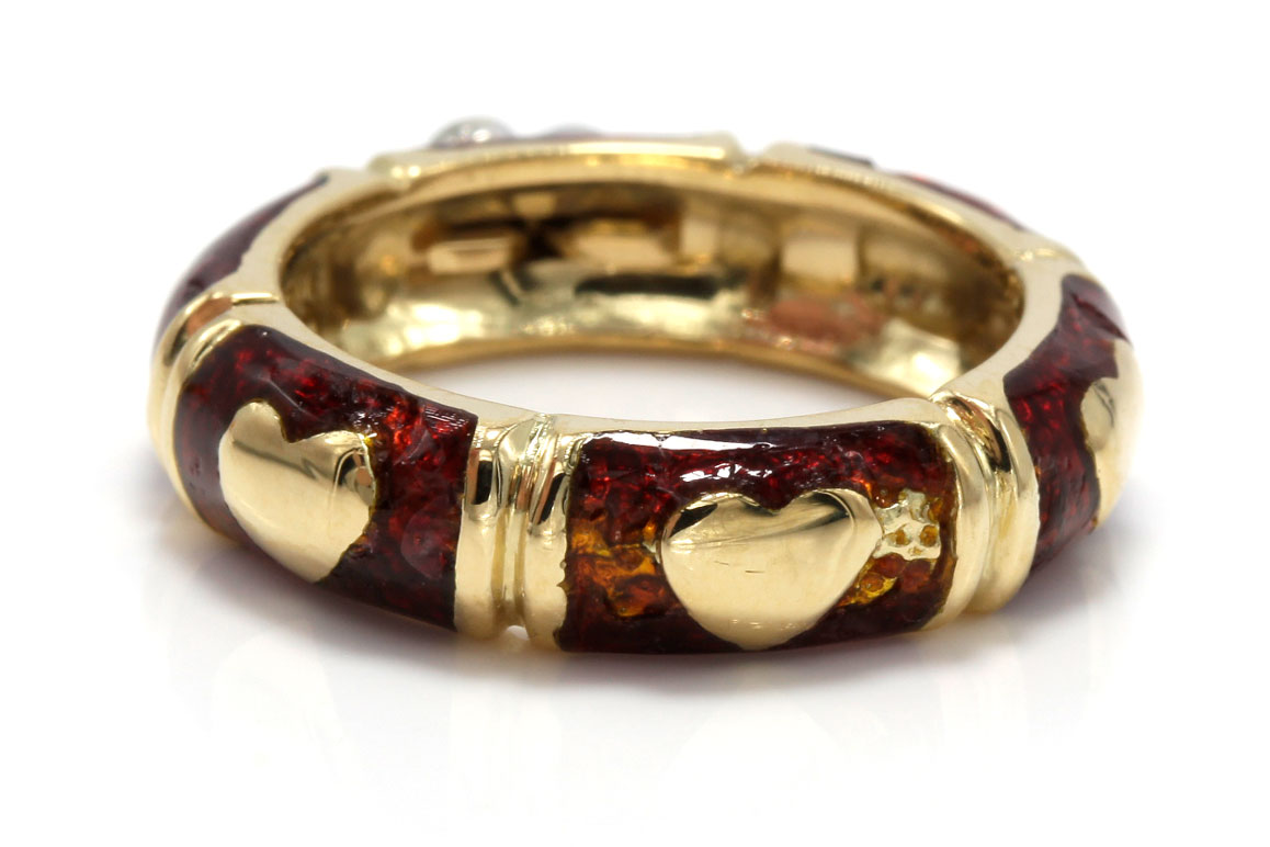 Hidalgo 18K Yellow Gold Diamond Heart Band