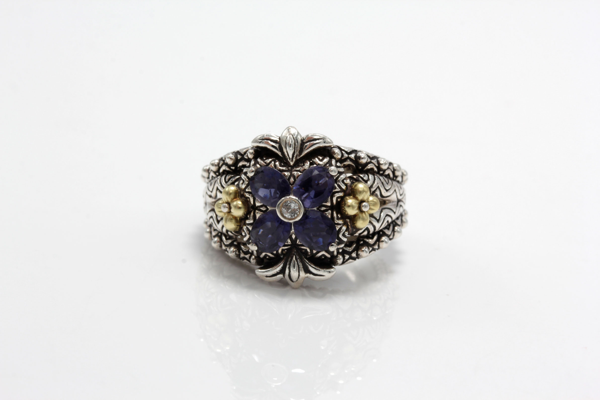 Barbara Bixby Sterling Silver 18K Gold Accented Iolite Ring