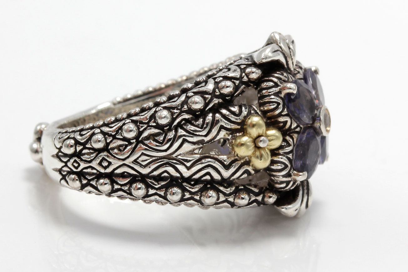 Barbara Bixby Sterling Silver 18K Gold Accented Iolite Ring