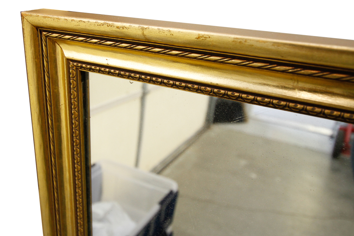 Gold Wooden Framed Etched Glass Mirror
