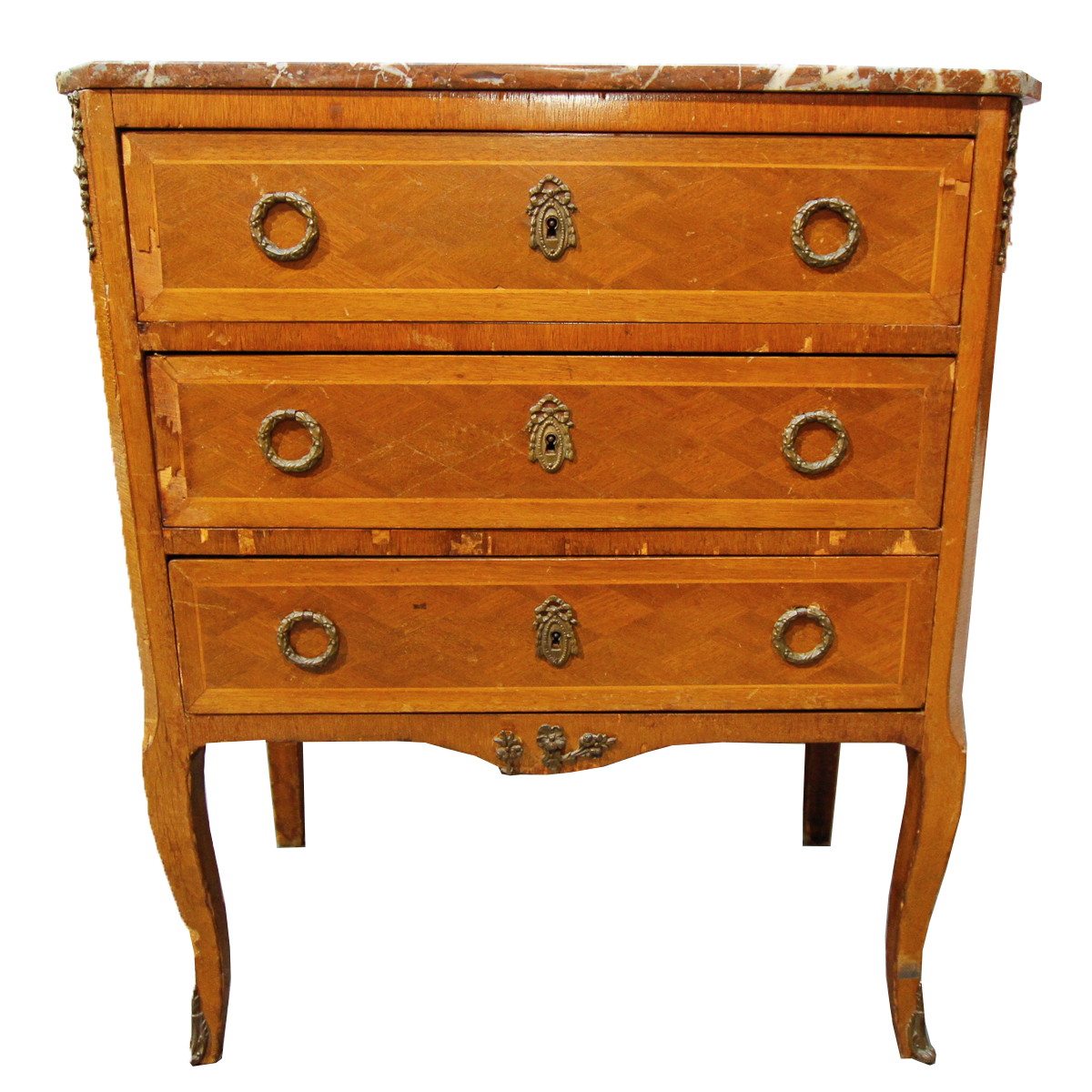 Antique Louis XV Style Marble Top Commode