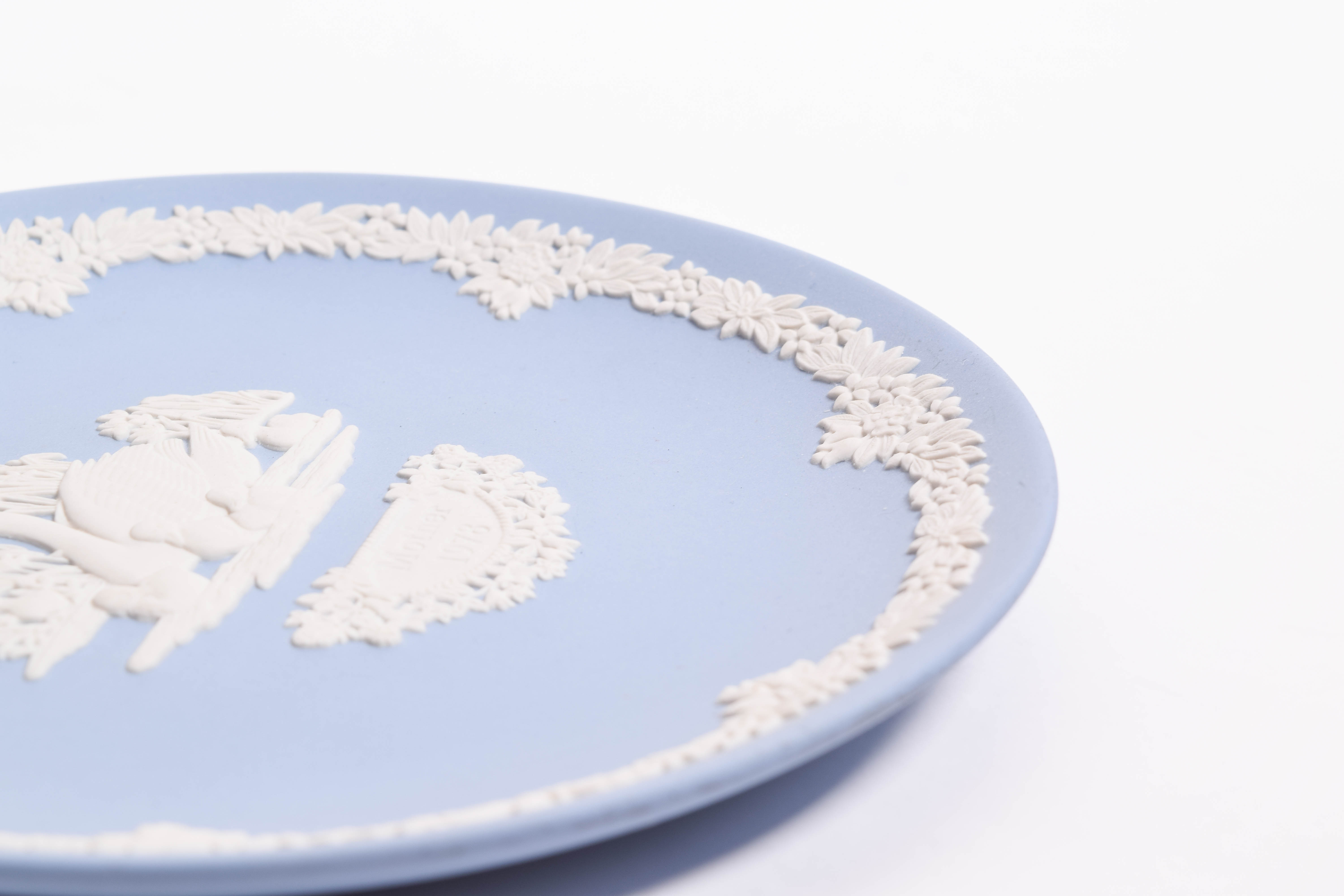 1978 Wedgwood Blue Jasperware "Mother" Plate