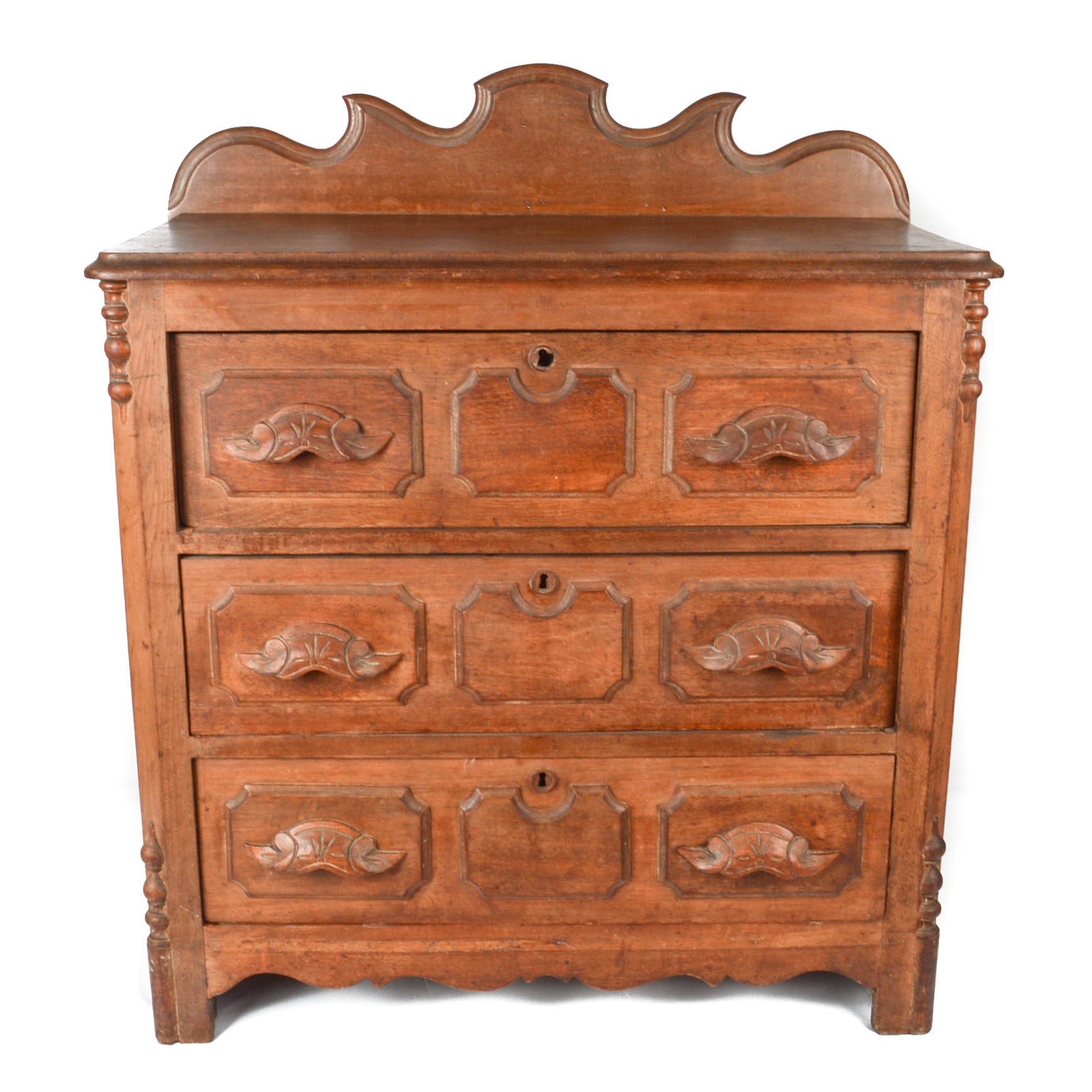 Antique Victorian Walnut Washstand with Three Drawers